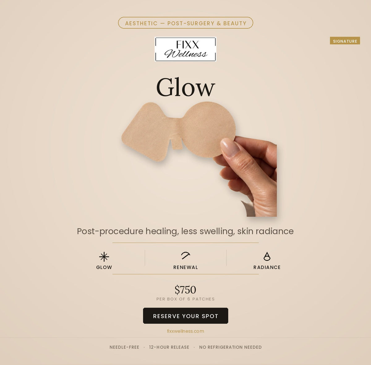 FIXX Glow Patch — needle-free peptide patch